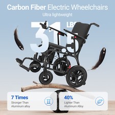 31lb Carbon Fiber Electric Wheelchair Folding Lightweight Mobility Power Chair
