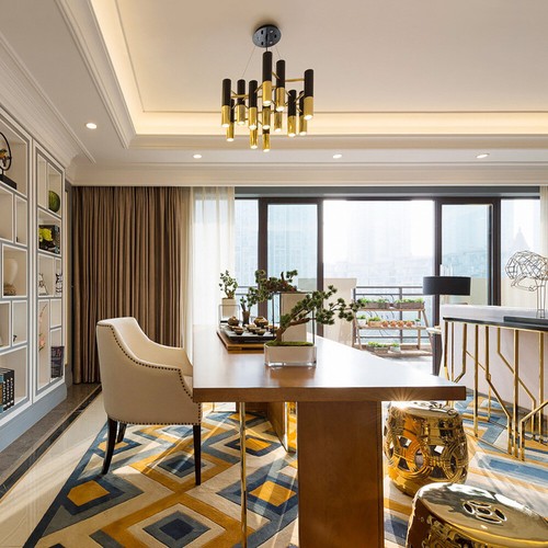 Lampadario moderno lusso oro nero accessori luce soffitto cucina camera da letto - Foto 6 di 19