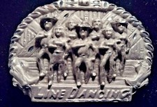 Vintage ETC Line Dancing belt buckle diamond cut pewter NEVER WORN