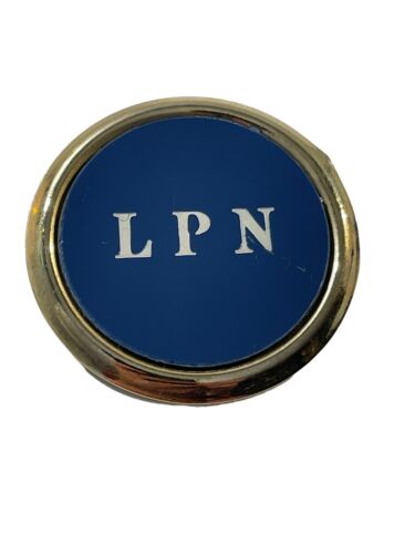 LPN Licensed Professional Nurse Profession Pin Brooch Blue Gold Tone Round Badge - Picture 1 of 7