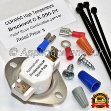 Breckwell C-E-090-21 CERAMIC High Limit Switch + Hardware Instr. - SHIPS TODAY! 