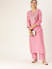Women's Premium Pink Kurti with Pant For Party Housewarming Casual Wear Item