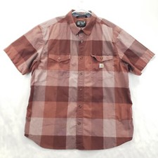 Carhartt Work Shirt Shirt Mens XL Red Plaid Relaxed Fit Short Sleeve Button-Up