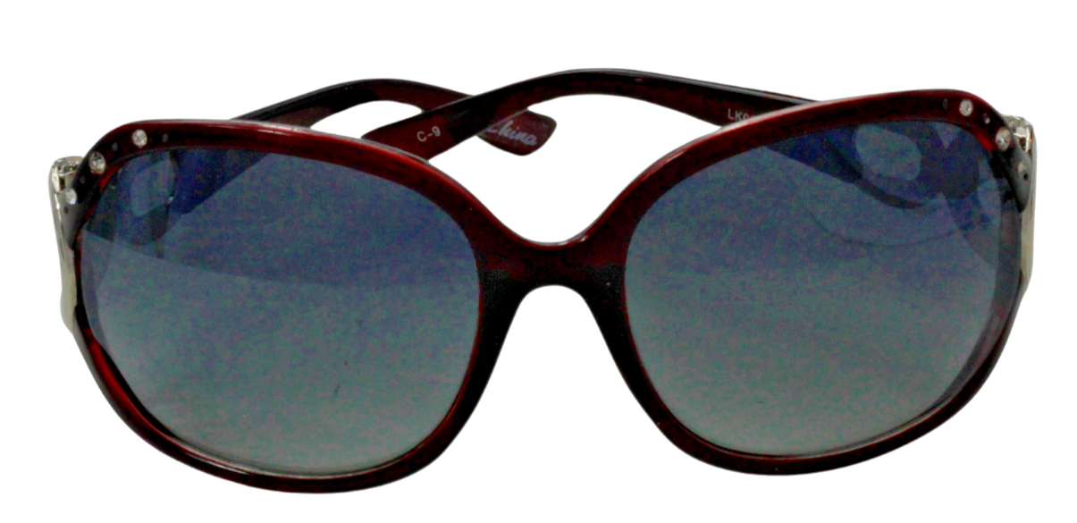 Oversized Red Frame Gradient Lavender Lens Sunglasses for Women & Unisex with Hinge Detail  -image