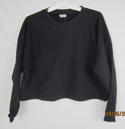 All In Motion Cotton Fleece Crewneck Sweatshirt Cropped Black S - Bild 3 von 14