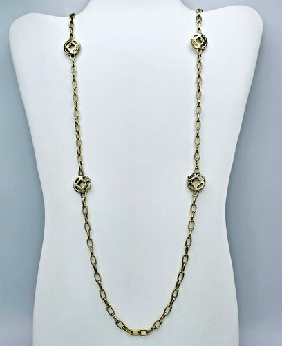 Sweater Necklace Goldtone Station Open Links Fashion