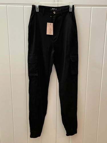 missguided black plain cargo pants women's