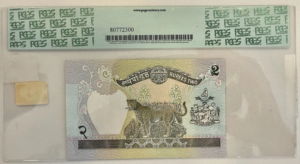 Nepal 2 rúpias ND (1979-2001) P29b PCGS 55PPQ CH. Sobre novo. - Imagem 4 de 4