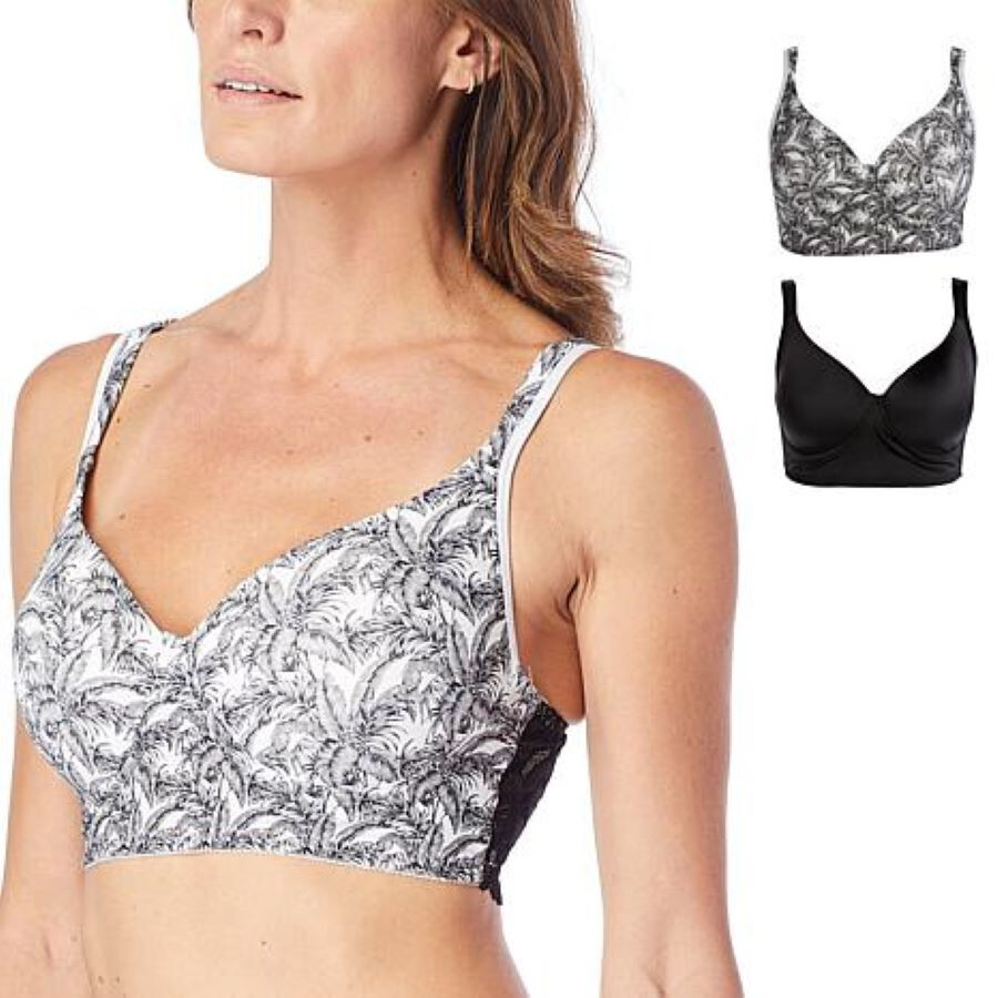 Rhonda Shear 2-pack Molded Cup Leisure Bra with Lace Back 787-906