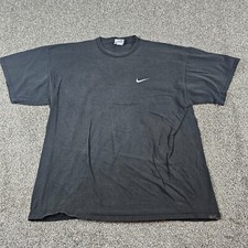 Vintage Nike Shirt Mens 2XL Black Short Sleeve Swoosh USA Made Distressed Grunge
