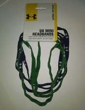 Under Armour 6 pack mini athletic headbands Blue Green set elastic 49314