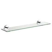 BATHROOM CLEAR TEMPERED GLASS SHELF WITH CHROME BRASS BRACKETS 