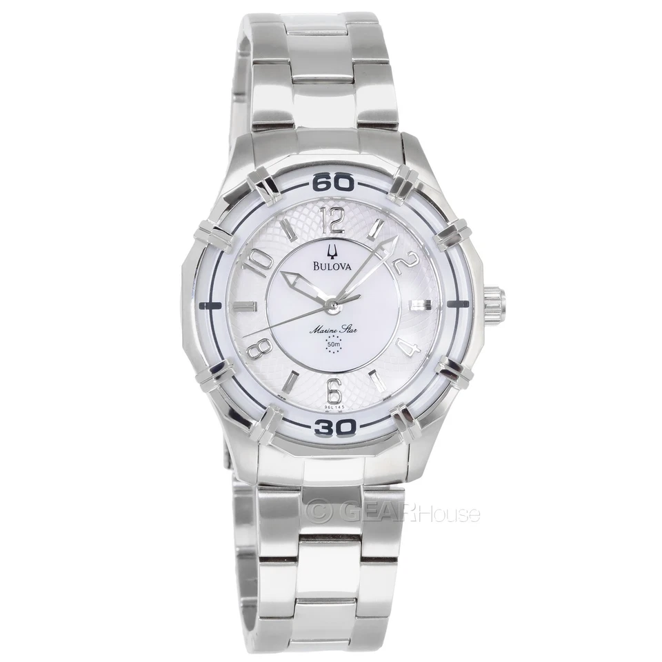 BULOVA Marine Star Womens Watch, White MOP Dial, Silver Stainless Steel Band - Image 4 of 4