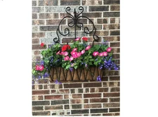 Lg Wrought Iron 33" Spear Fence Window Box Outdoor Patio Metal Flower Container