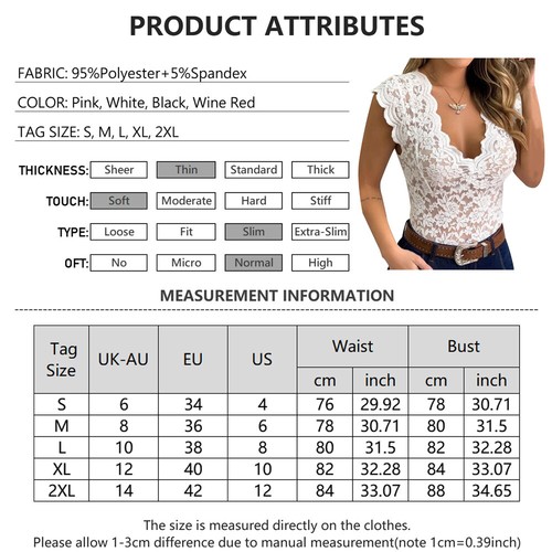 Womens Sexy Lace V Neck Vest Tank Tops Ladies Slim Fit Sleeveless