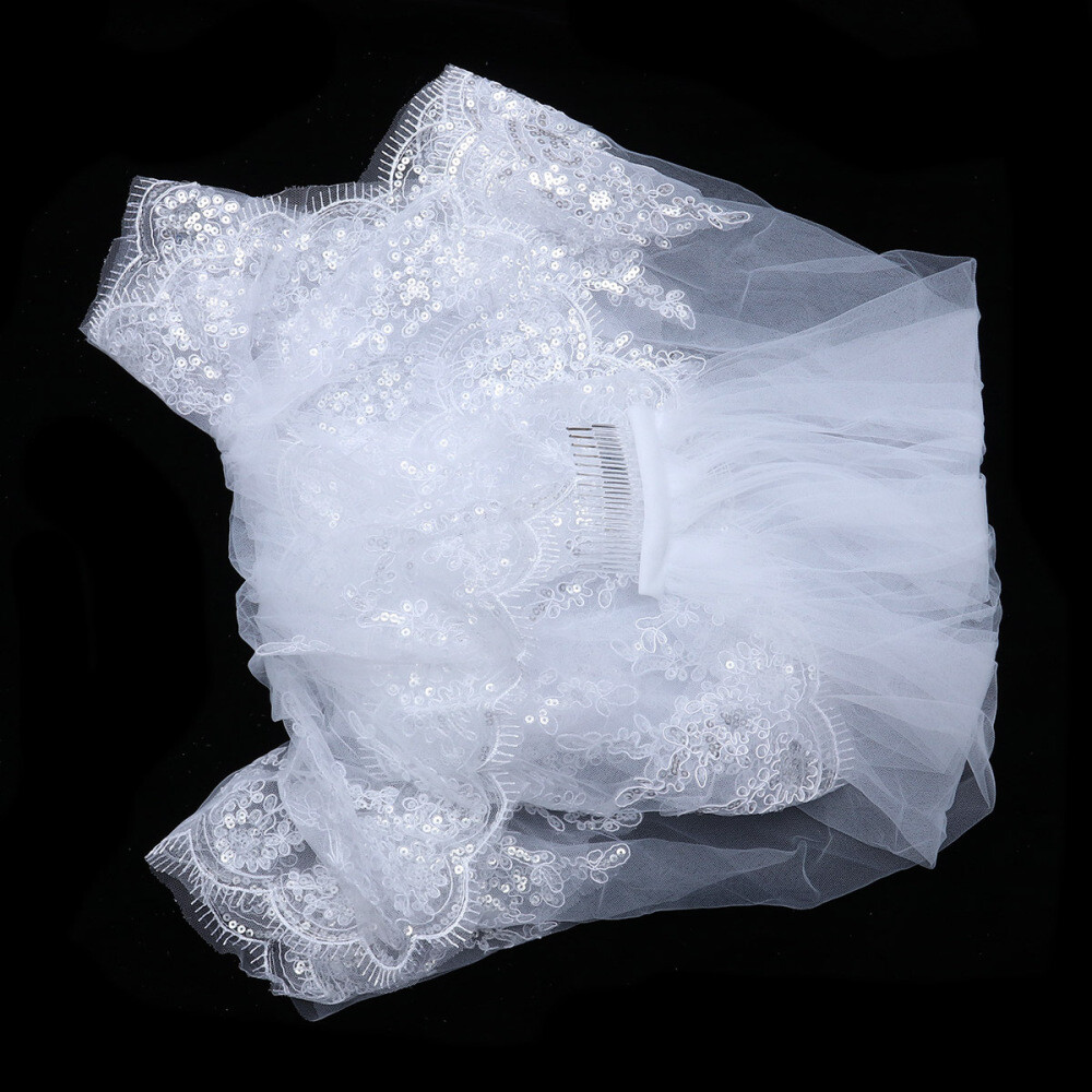 Elegant Beaded Comb Veil Wedding Accessories for Brides-image