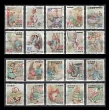 Japan 3782a-j + 3783a-j Peter Rabbit Characters [20 USED Stamps of 2015]