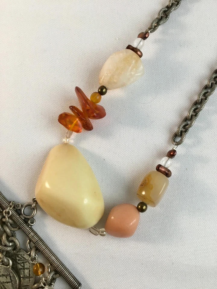 Designer Signed Philippe Ferrandis Paris Boho Multi-Charm Multi Bead Necklace - Image 3 of 4