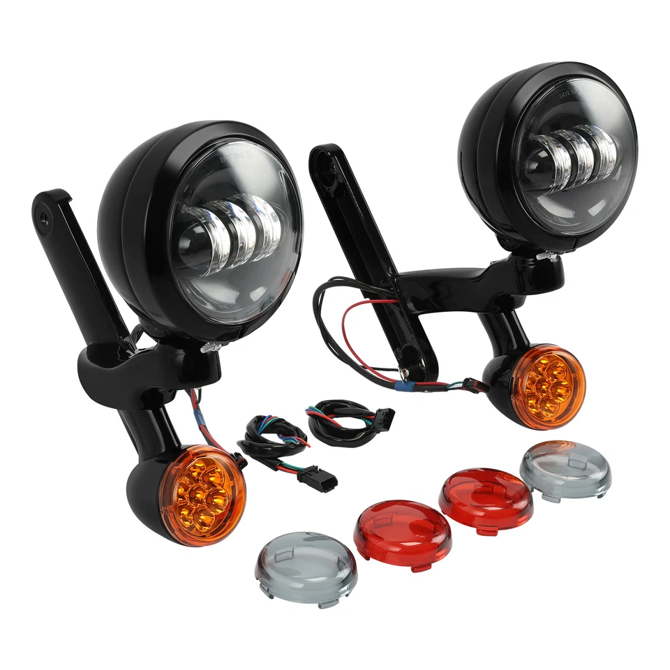 Soporte de iluminación auxiliar punto luz antiniebla señal de giro para Harley Road King FLHX Foto 3 de 4