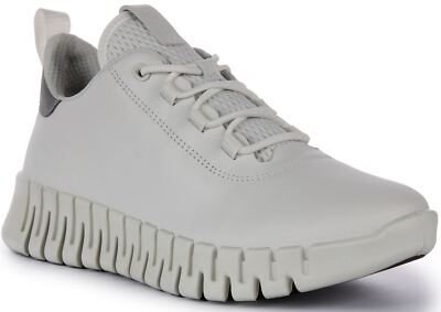 Ecco Gruuv Dritan Herren Sportschuhe aus elastischem Nappaleder in Weiß UK 7   12