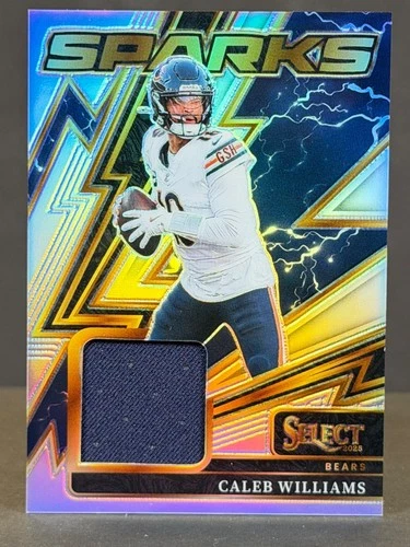 Caleb Williams 2025 Panini Select NFL Silver Prizm /149 Sparks Patch Mem Bears