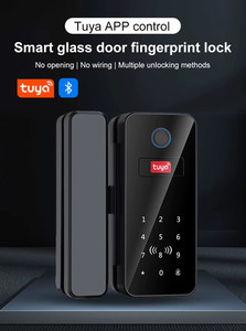 Tuya Bluetooth Biometric Glass Door Smart Lock Fingerprint Password Card Electro