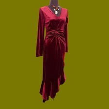 Whimsygoth Cocktail Vamp Sexy Red Stretch Velvet Romantic Asymmetrical Dress L