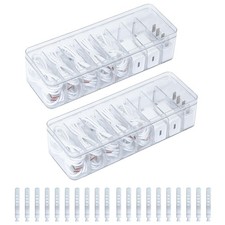 2 Pack Cable Organizer Box with Lid, Plastic Cord Storage Organizer with 8 Ad...