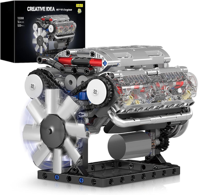 #ad DIY V8 Engine Model Kit for Adults Working Mechanical STEM Toy 535 Pcs USA SHIP $37.59