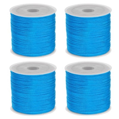 4 Rolls Nylon String Cord 45 Yards 0.8mm Nylon Cord Beading, Lake Blue