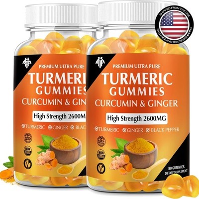 Tasty  Turmeric Gummies with Ginger - Immune & Muscle Support 80 Count