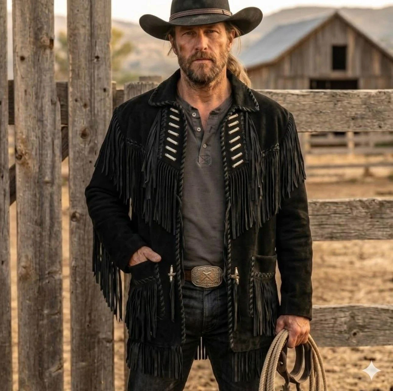 Men American Native Western Cowboy Style Suede Coat Handmade leather Jacket