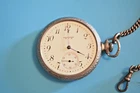 Vintage Waltham Pocket Watch Sz 18 w/ Chain USA  Engraved Case  Antique Repair