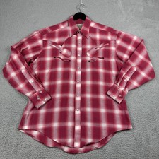 Rockmount Ranch Wear Shirt Mens Medium Red Shadow Plaid Pearl Snap Yoke Guitar
