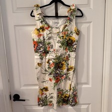 Dressbarn A-line Dress Womans Szize 8 Floral Sleeveless Ruffle Neck & Straps