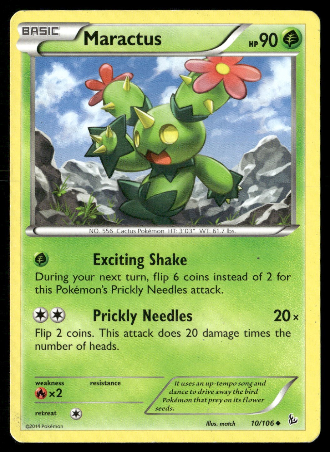Maractus 10/106 Uncommon Flashfire Pokemon Moderately Played