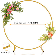 2M Detachable Gold Metal Round Arch Stand Balloon Frame for Photo Backdrop