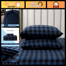 Ultra Soft 4-Piece Turkish Cotton Flannel Sheet Set - Buffalo Check Plaid, Deep