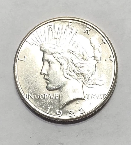 1922-S Peace Silver Dollar $1 Coin in AU/UNC Condition