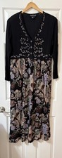 Vintage Carole Little Dresses Size 14 Black Floral 90s Maxi w/ Shoulder pads