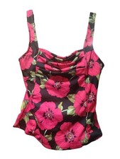 Jamaica Bay Women s Swimwear Top Red Floral Ruffle Tankini Size 8