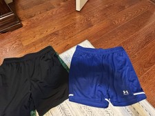 Lot Of 2 Pairs Under Armour Youth Large Shorts Black And Blue