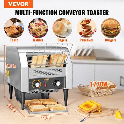 Commercial Conveyor Toaster, 300 Slices/Hour Conveyor Belt Toaster, Bread