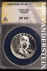 1959 Franklin Half Dollar-ANACS PF 65 Proof #SLM550