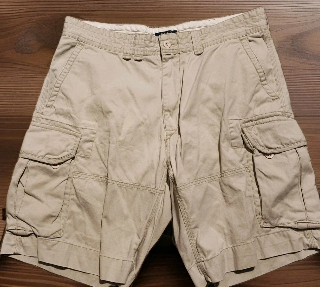 Polo Ralph Lauren Shorts Mens 38 Cargo Army Khaki Utility Preppy Beige