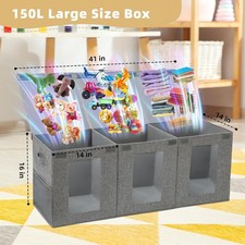 Extra Large Toy Box for Boys  Girls - Sturdy Chest for Toddlers 41"x14"x16"Kids