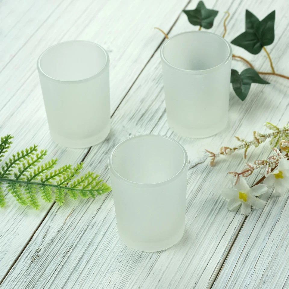 12 pcs Frosted GLASS Candle VOTIVE HOLDERS for Wedding Party Centerpieces SALE - Image 2 of 4