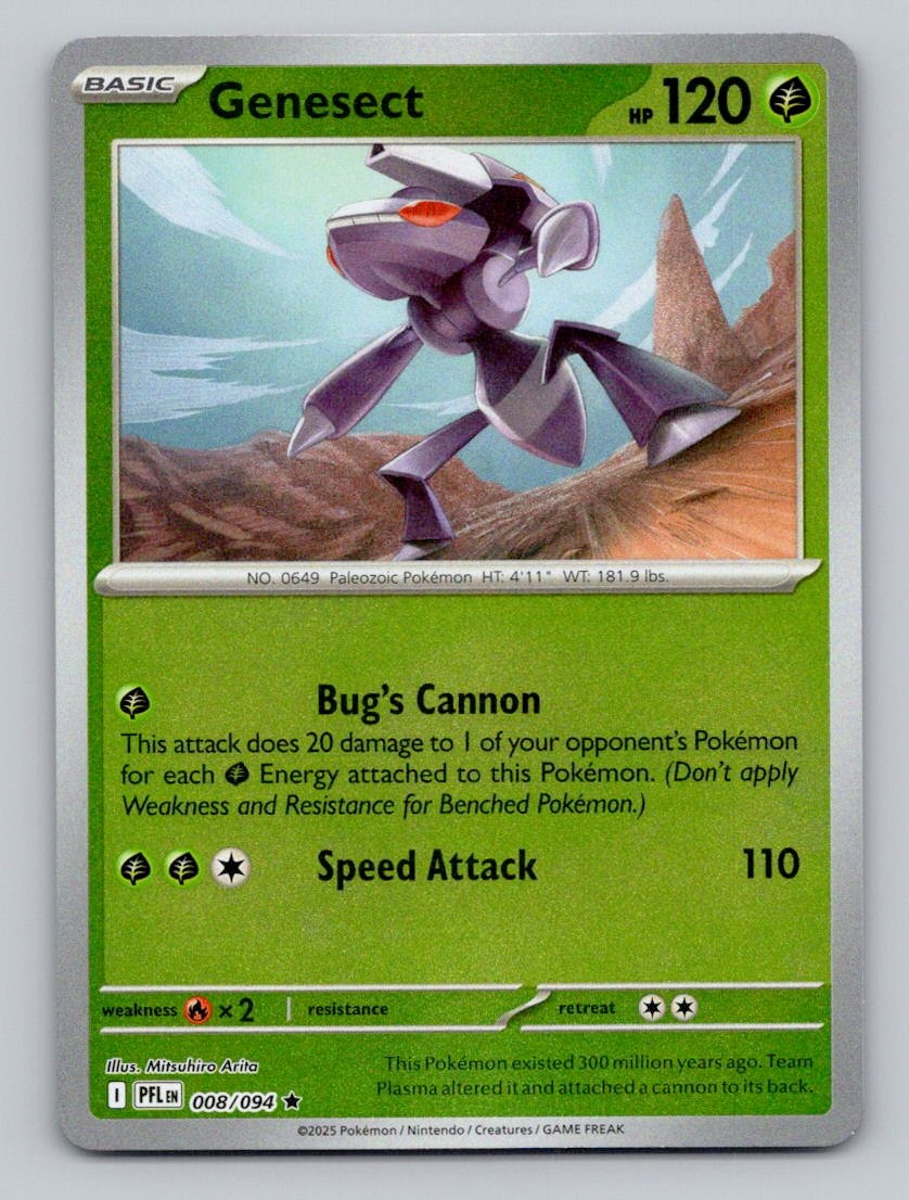Reverse Holo Genesect 008/094 Rare Phantasmal Flames Pokemon
