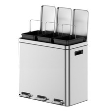 3 Compartments Trash Can 3 x5.3 Gal Stainless...