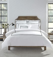 Sferra Grande Hotel White Navy Duvet Cover in King NWT
